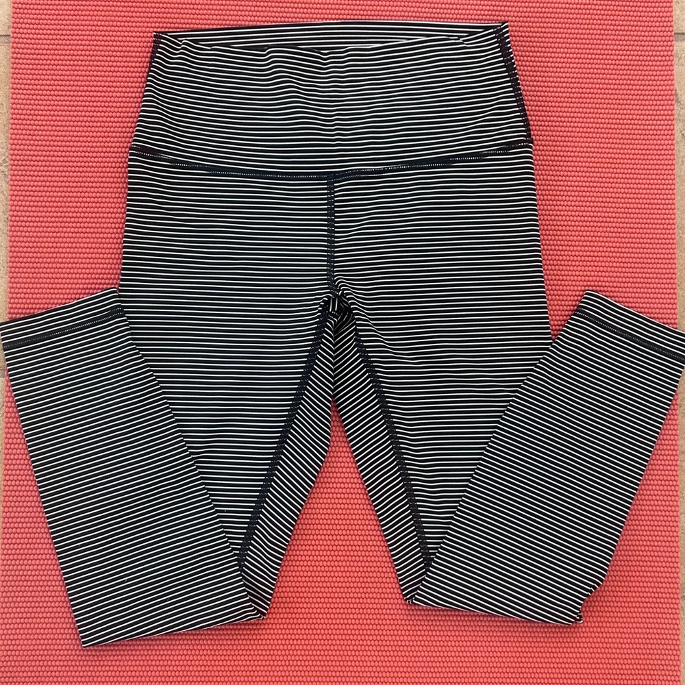 Lululemon 
Black & White Striped Leggings